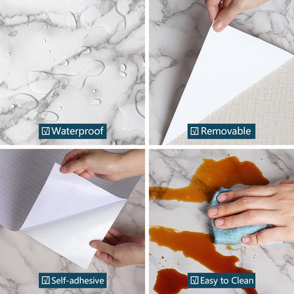 PVC Solid Vinyl Marble Wallpaper Waterproof Self-adhesive Wallpaper | Bowlift