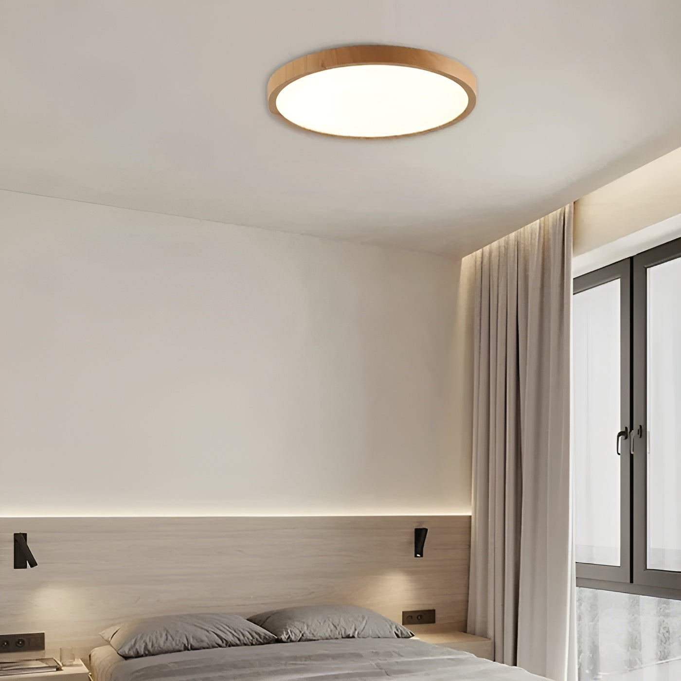 GrainGlow Light - Modern Ultra-Thin Wood Ceiling Lamp | Skanto