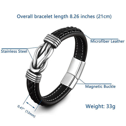 Braided Leather Knot Bracelet For Grandson From Grandmother Love Forever Bowlift