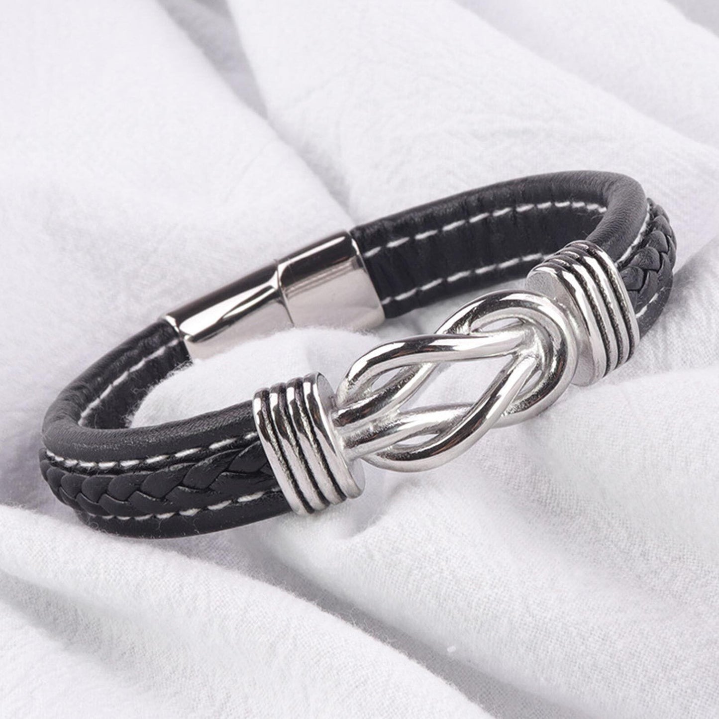 Braided Leather Knot Bracelet For Grandson From Grandmother Love Forever Bowlift