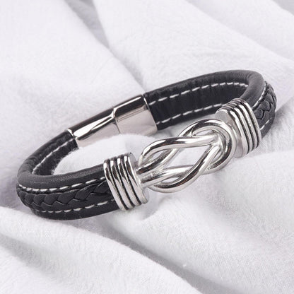 Braided Leather Knot Bracelet For Grandson From Grandmother Love Forever Bowlift