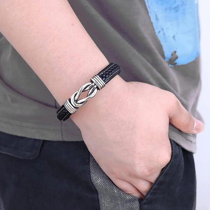 Braided Leather Knot Bracelet For Grandson From Grandmother Love Forever Bowlift