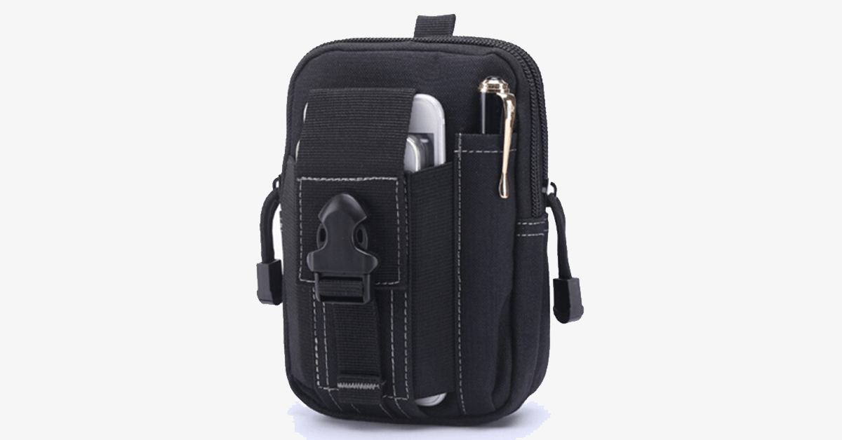 BowLift | Military Waist Bag - Made of Nylon - Waterproof Design - Zipper Closure - Attach with Belt - Travel Gear - Outdoor - Available in 3 Colors