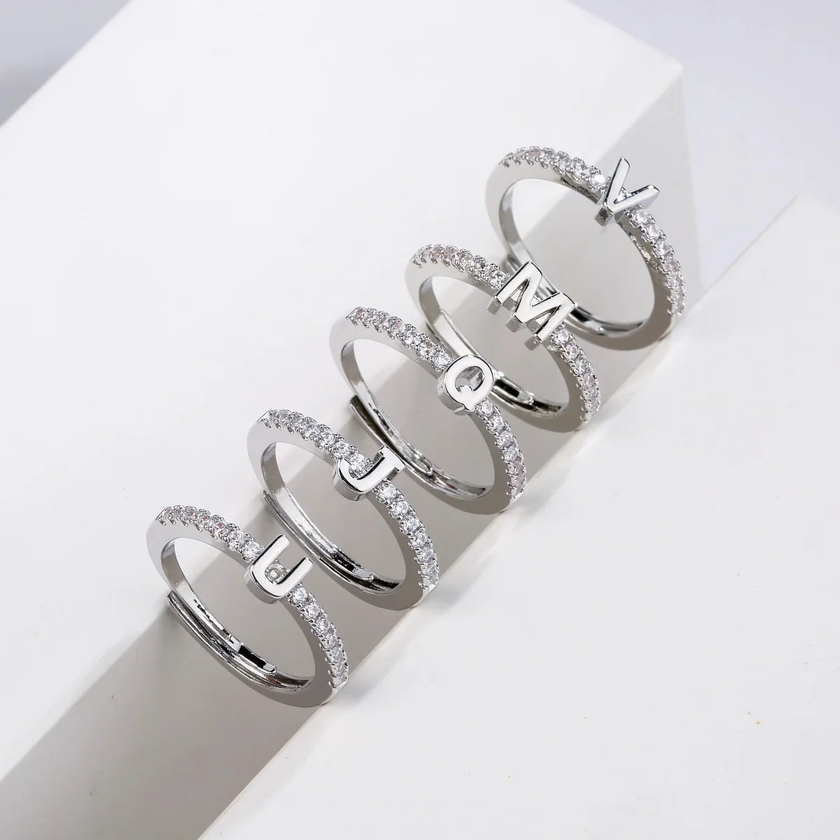 BowLift | Radiant Adjustable Letter Initial Rings