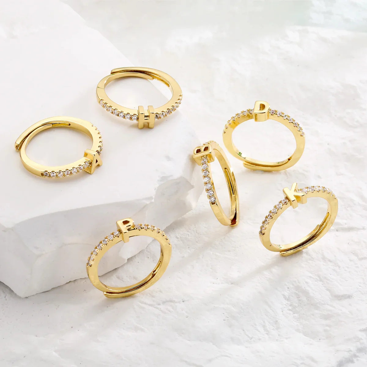 BowLift | Radiant Adjustable Letter Initial Rings