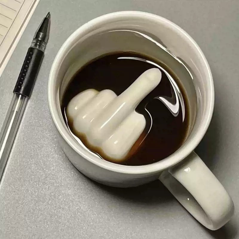 Skanto | REBELSIP – Funny Ceramic Coffee Mug with Hidden Middle Finger Design