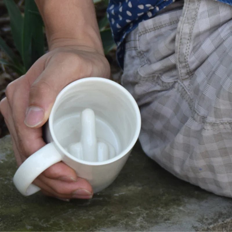 Skanto | REBELSIP – Funny Ceramic Coffee Mug with Hidden Middle Finger Design