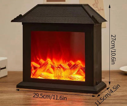 Skanto | Vintage Fireplace Lantern – Realistic Flame Night Light for Holiday Cheer, USB/Battery Powered