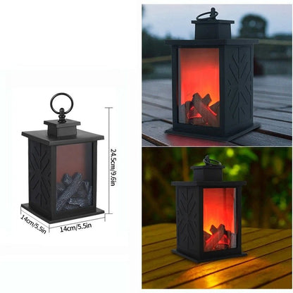 Skanto | Vintage Fireplace Lantern – Realistic Flame Night Light for Holiday Cheer, USB/Battery Powered