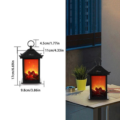 Skanto | Vintage Fireplace Lantern – Realistic Flame Night Light for Holiday Cheer, USB/Battery Powered