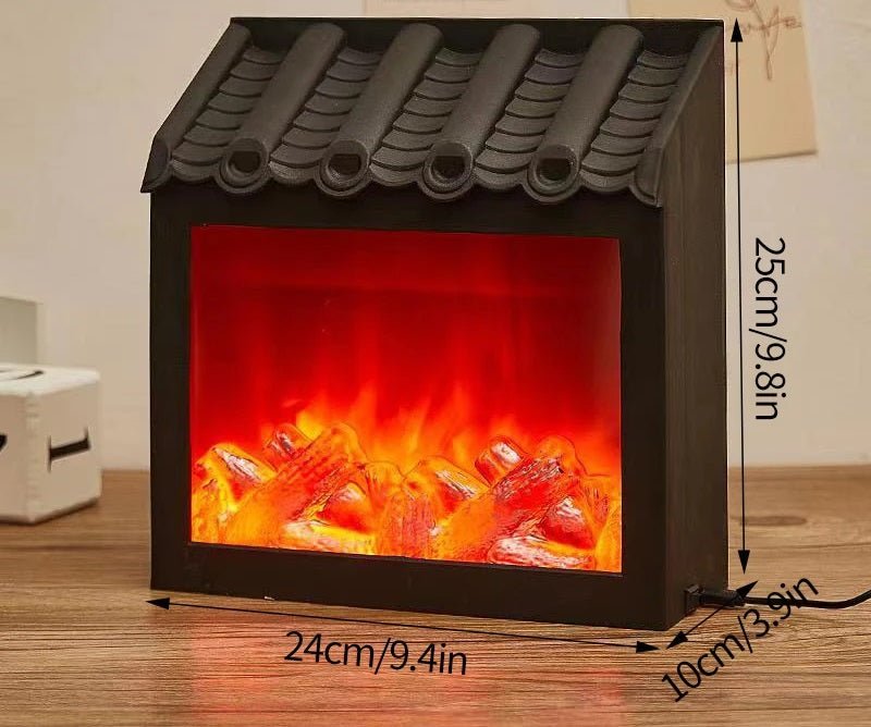 Skanto | Vintage Fireplace Lantern – Realistic Flame Night Light for Holiday Cheer, USB/Battery Powered