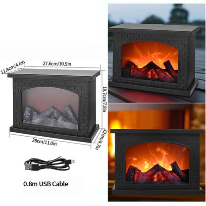 Skanto | Vintage Fireplace Lantern – Realistic Flame Night Light for Holiday Cheer, USB/Battery Powered