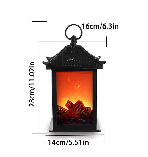 Skanto | Vintage Fireplace Lantern – Realistic Flame Night Light for Holiday Cheer, USB/Battery Powered