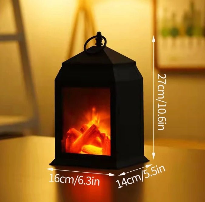 Skanto | Vintage Fireplace Lantern – Realistic Flame Night Light for Holiday Cheer, USB/Battery Powered