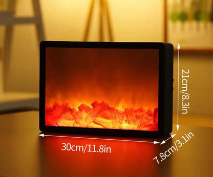 Skanto | Vintage Fireplace Lantern – Realistic Flame Night Light for Holiday Cheer, USB/Battery Powered