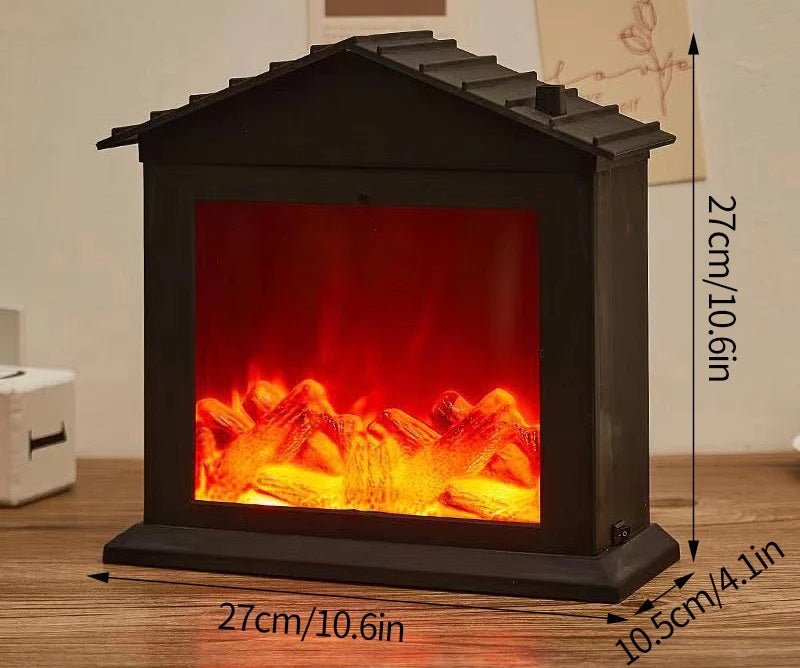 Skanto | Vintage Fireplace Lantern – Realistic Flame Night Light for Holiday Cheer, USB/Battery Powered