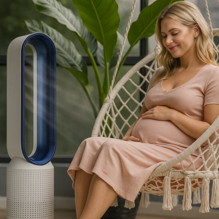Portable Bladeless Fan with Air Purification and Remote Control | Bowlift