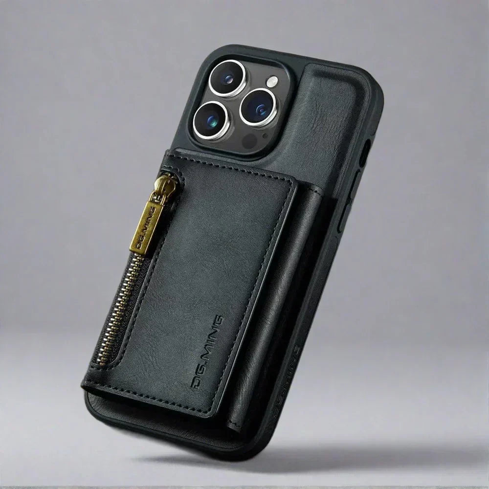 BowLift | RFID iPhone Wallet Case | Removable Magnetic Leather Car Mount Shockproof Case