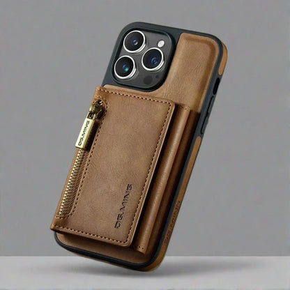 Skanto | RFID iPhone Wallet | Detachable Magnetic Leather Car Mount Shockproof Case