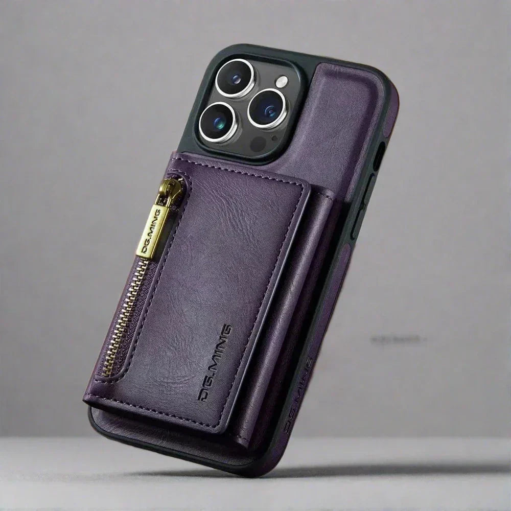 BowLift | RFID iPhone Wallet Case | Removable Magnetic Leather Car Mount Shockproof Case