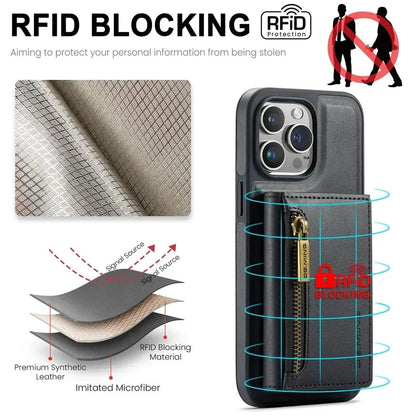 BowLift | RFID iPhone Wallet Case | Removable Magnetic Leather Car Mount Shockproof Case