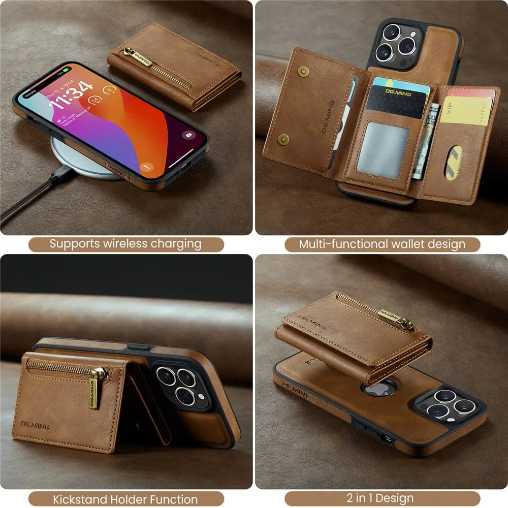 BowLift | RFID iPhone Wallet Case | Removable Magnetic Leather Car Mount Shockproof Case