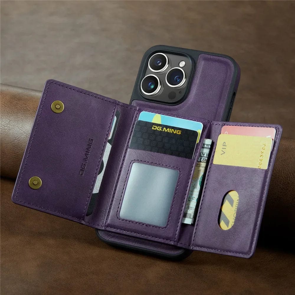 BowLift | RFID iPhone Wallet Case | Removable Magnetic Leather Car Mount Shockproof Case