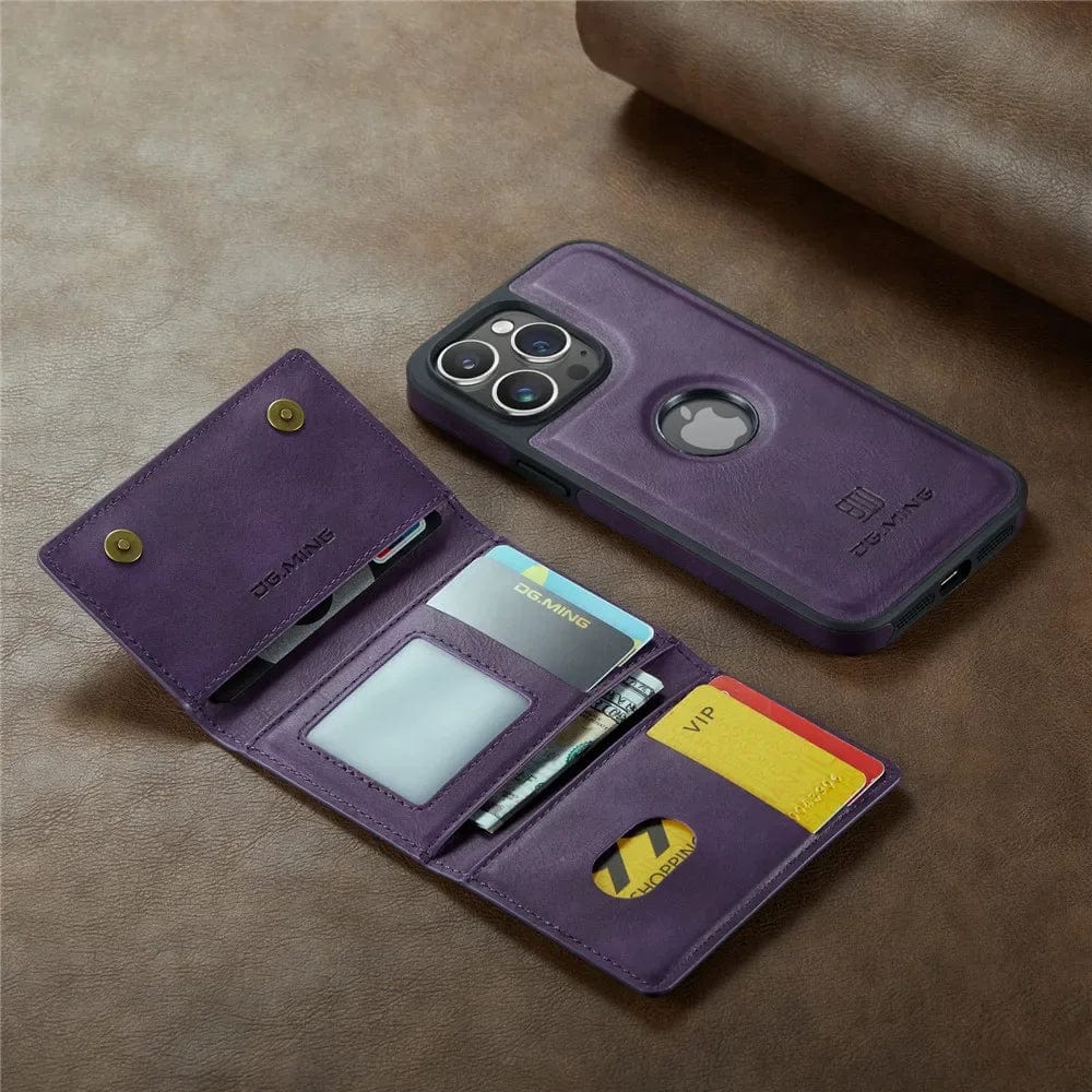 BowLift | RFID iPhone Wallet Case | Removable Magnetic Leather Car Mount Shockproof Case