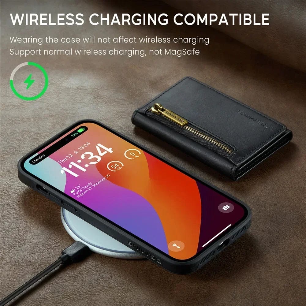 Skanto | RFID iPhone Wallet | Detachable Magnetic Leather Car Mount Shockproof Case