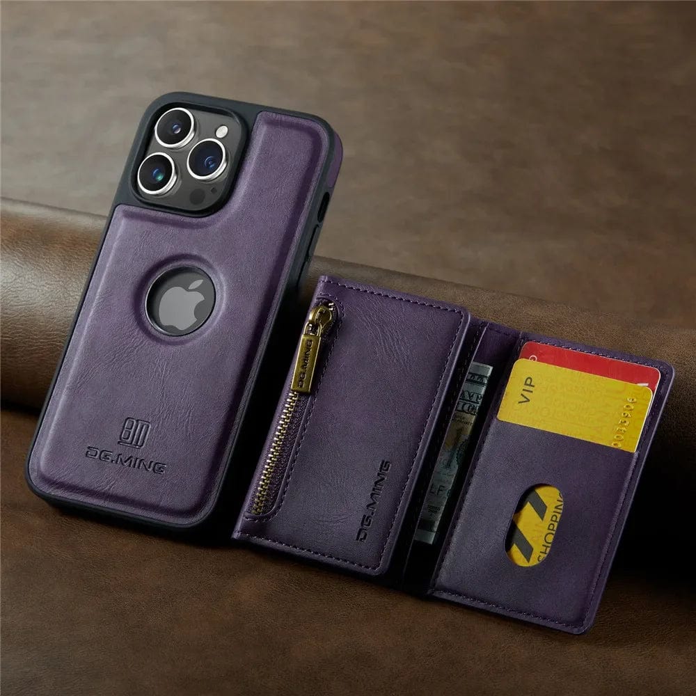 BowLift | RFID iPhone Wallet Case | Removable Magnetic Leather Car Mount Shockproof Case