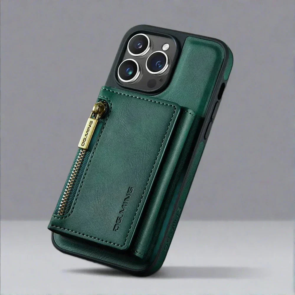 BowLift | RFID iPhone Wallet Case | Removable Magnetic Leather Car Mount Shockproof Case