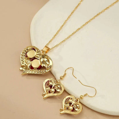 BowLift | Romantic Heart Rose Diamond Necklace and Earring Set
