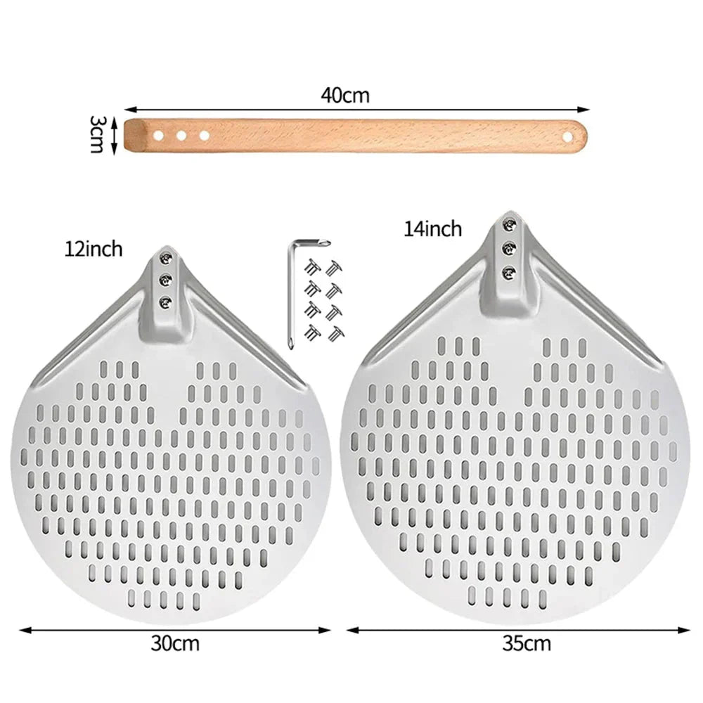 Skanto | Round Pizza Turner Pizza Paddle with Wooden Handle Pizza Peel