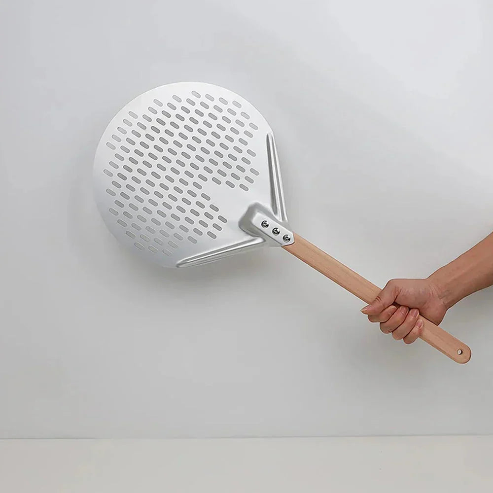 Skanto | Round Pizza Turner Pizza Paddle with Wooden Handle Pizza Peel