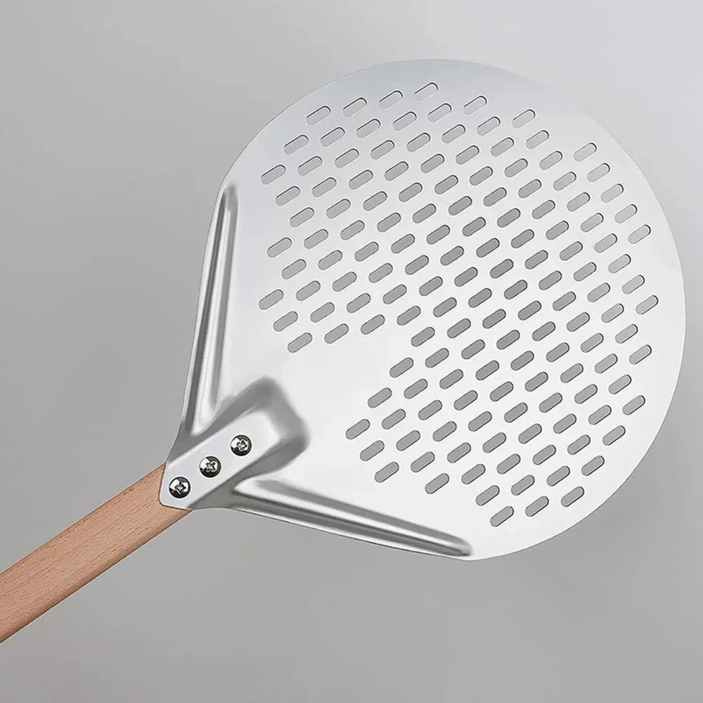 Skanto | Round Pizza Turner Pizza Paddle with Wooden Handle Pizza Peel