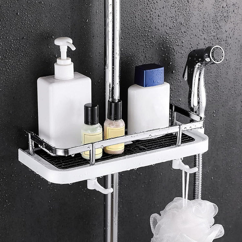 Bathroom Shelf Caddy for Shower Rail, No Drilling Pole Shower Storage Rack Holder | Bowlift