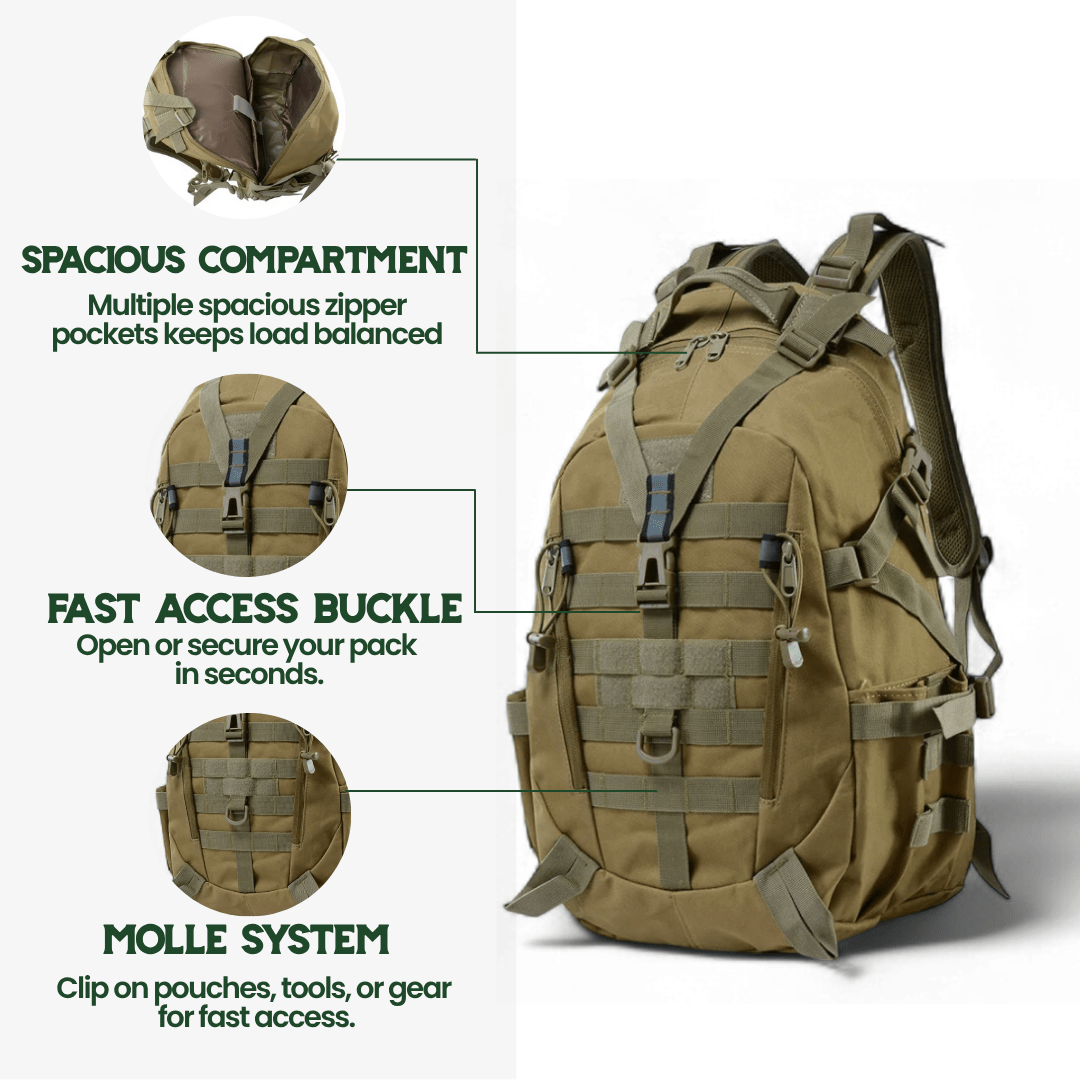Skanto | ROVEX 40L - Tactical Backpack with MOLLE System & Water-Resistant Design