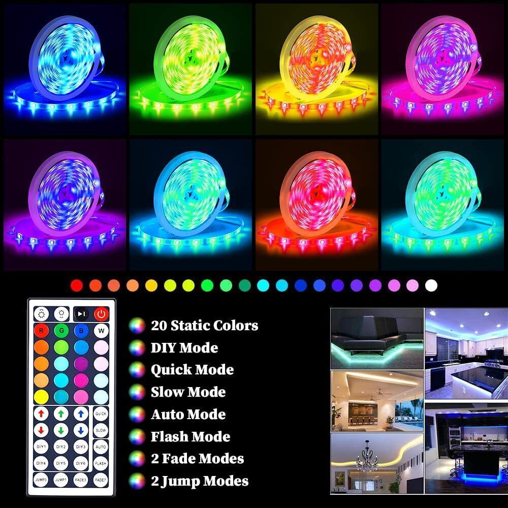 Skanto | LED Light Strip, 30 m, 15 m, Music Sync, Bluetooth, 5050, RGB Ambient Light with Remote Control