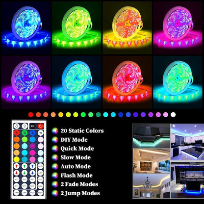 Skanto | LED Light Strip, 30 m, 15 m, Music Sync, Bluetooth, 5050, RGB Ambient Light with Remote Control