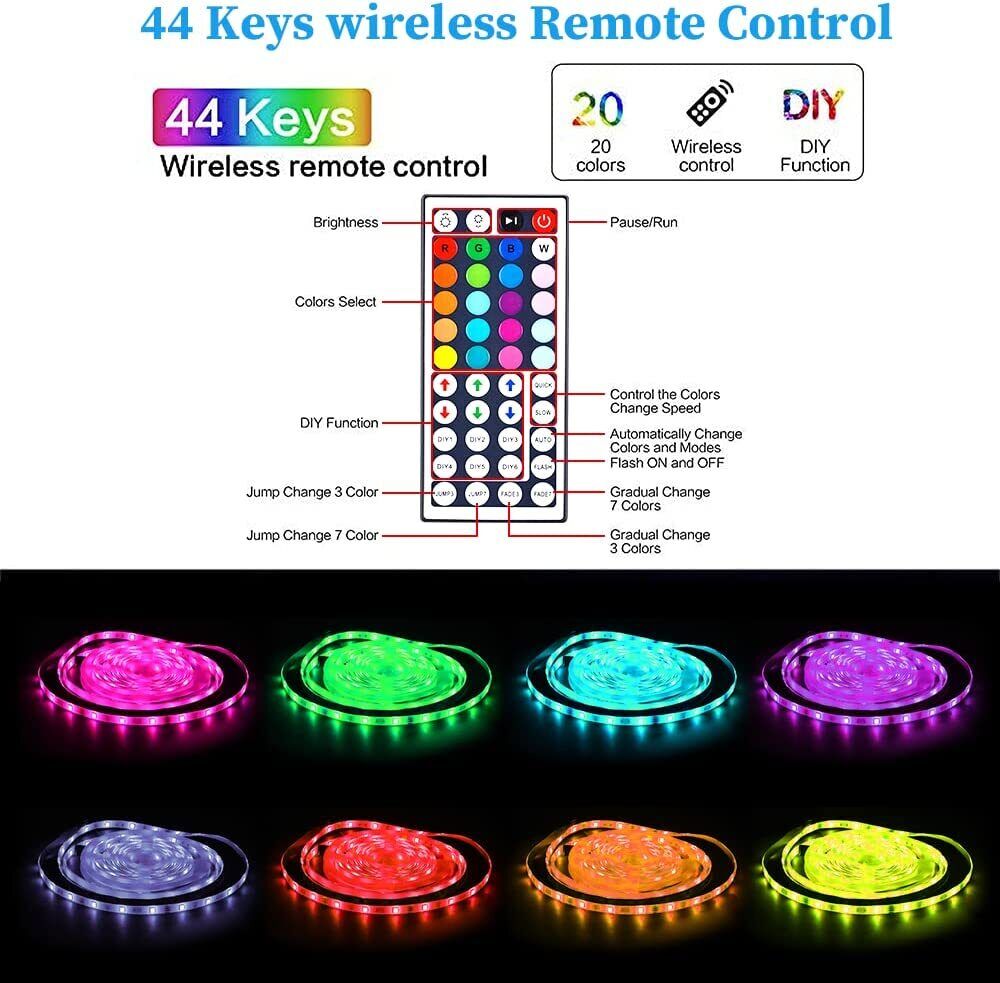 Skanto | LED Light Strip, 30 m, 15 m, Music Sync, Bluetooth, 5050, RGB Ambient Light with Remote Control