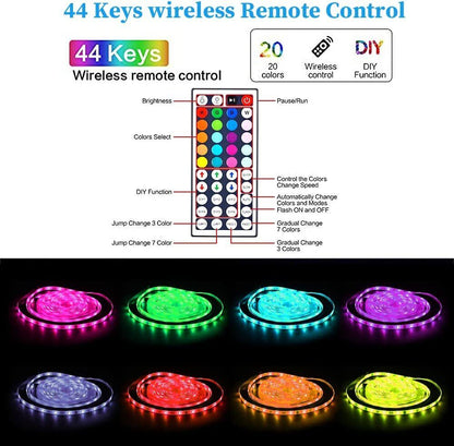 Skanto | LED Light Strip, 30 m, 15 m, Music Sync, Bluetooth, 5050, RGB Ambient Light with Remote Control