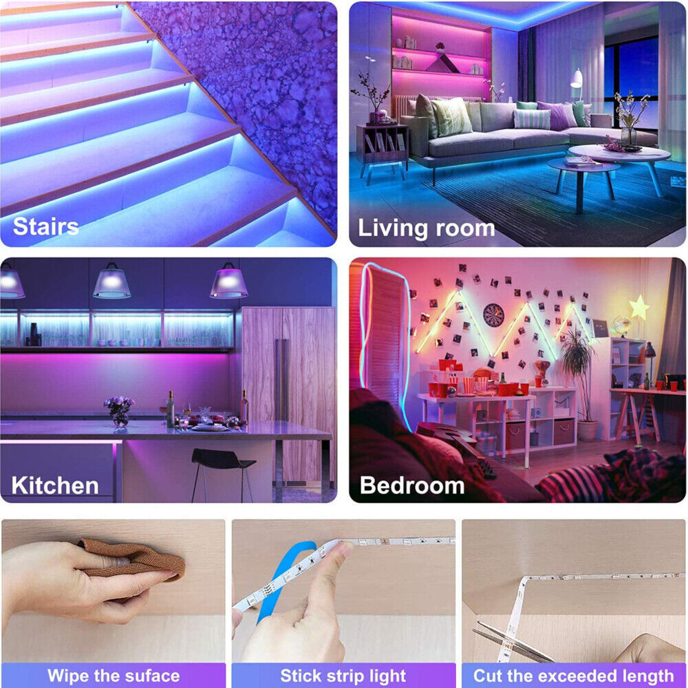 Skanto | LED Light Strip, 30 m, 15 m, Music Sync, Bluetooth, 5050, RGB Ambient Light with Remote Control