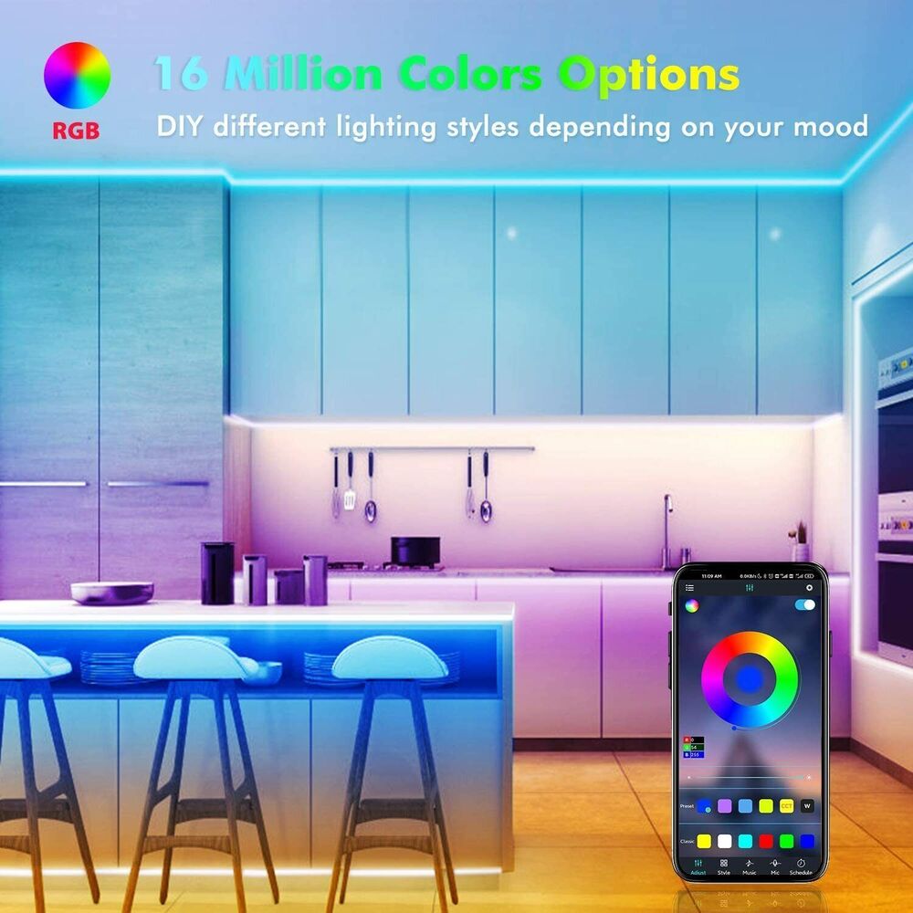 Skanto | LED Light Strip, 30 m, 15 m, Music Sync, Bluetooth, 5050, RGB Ambient Light with Remote Control