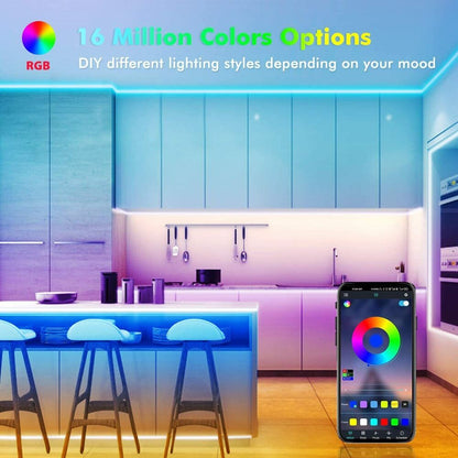 Skanto | LED Light Strip, 30 m, 15 m, Music Sync, Bluetooth, 5050, RGB Ambient Light with Remote Control