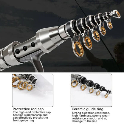 BowLift | Carbon Fibre Telescopic Fishing Rod & Reel Set – Portable Fishing Kit for Sea & Freshwater