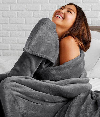 Fleece Large Sofa Throw Light Weight Faux Fur Blanket Bowlift