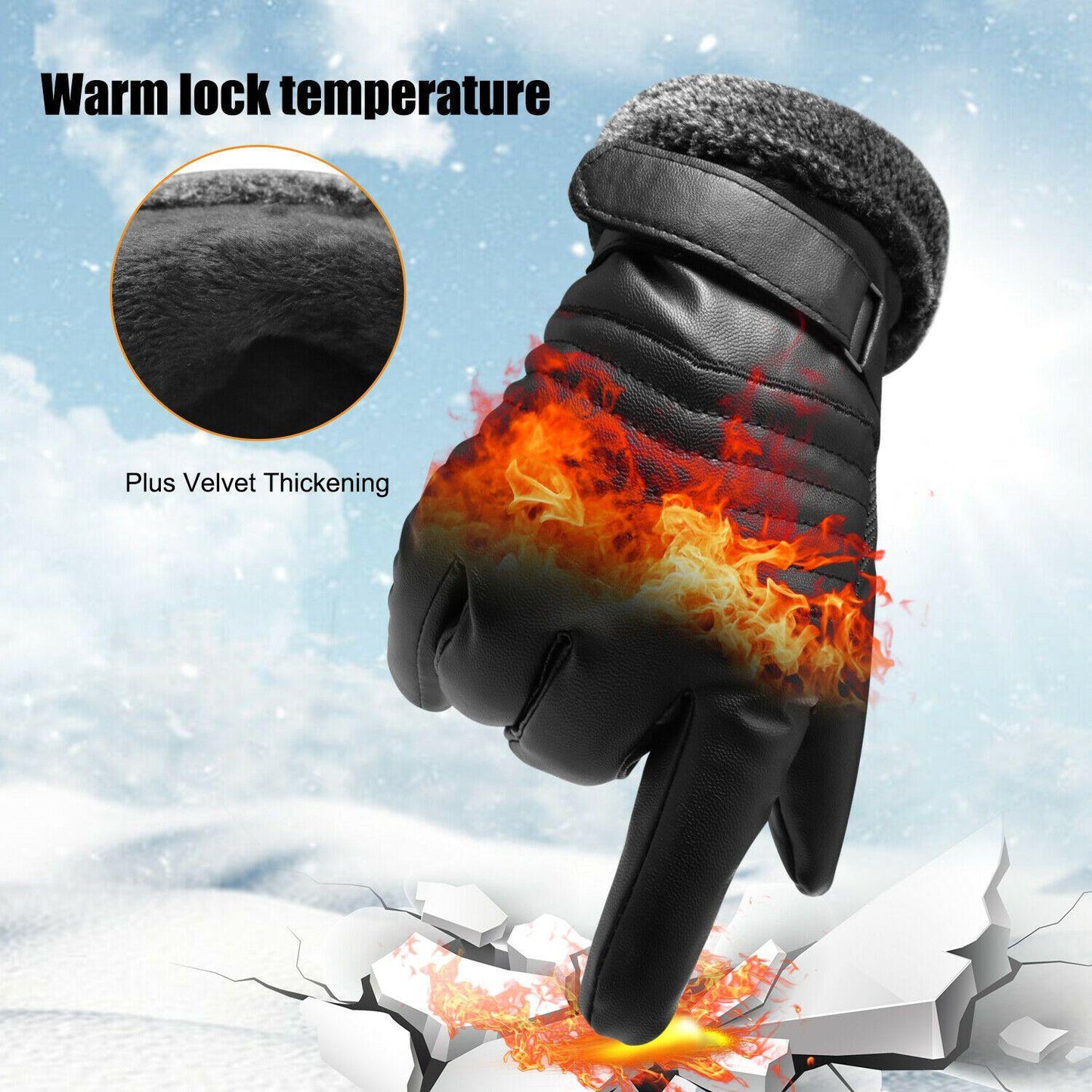 Skanto | -30℃ Waterproof, Warm Leather Ski Gloves for Winter | Touchscreen Compatible