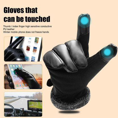 Skanto | -30℃ Waterproof, Warm Leather Ski Gloves for Winter | Touchscreen Compatible