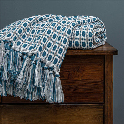 Boho Knit Blanket Throw Tassel Plaid Travel Throw Large Blankets For Sofa Bed Bowlift
