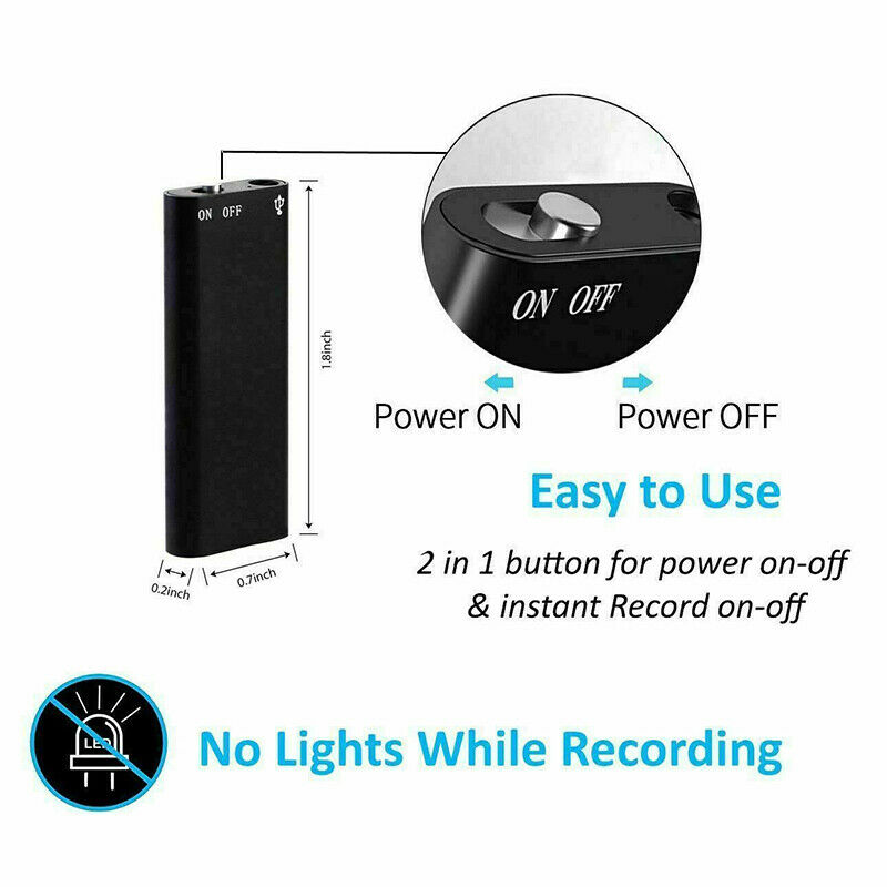 Sandsberg | Mini Voice Recorder | Covert Audio Recording | Black